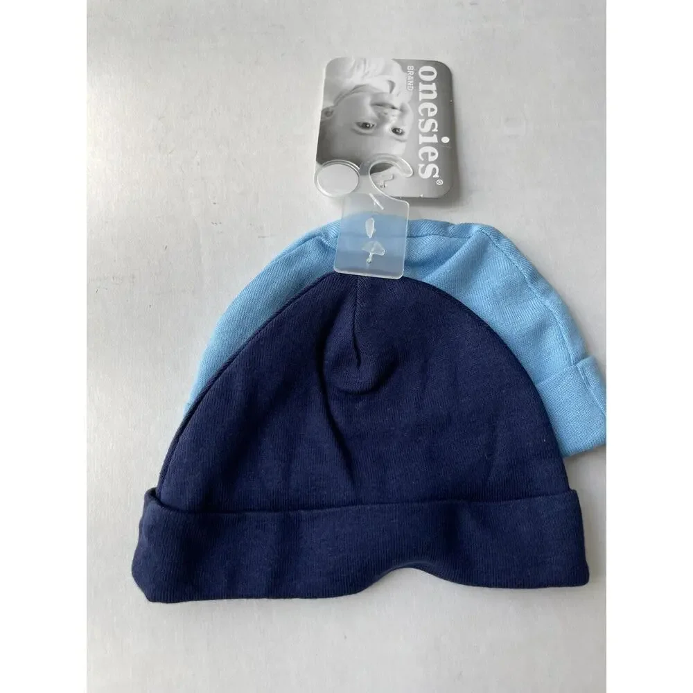 Newborn 0-6M Baby Beanie Light Blue Navy Blue Hat Clothes Brand New With Tags